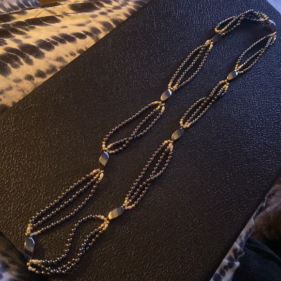 Malachite Freshwater Pearl Gold Triple Strand - Picture 6 of 6